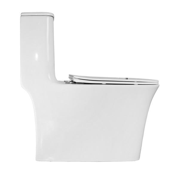 Унитаз-моноблок AZARIO STOUN 405х750х780 напольный, безободковый, в комплекте с сиденьем дюропласт микролифт, белый (AZ-1109)