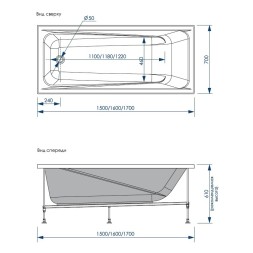 Ванна акриловая Loranto CALGARY 1700х700