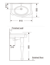 Раковина на двух фигурных ножках Creo Ceramique ORLEANS  810х550х855, белая