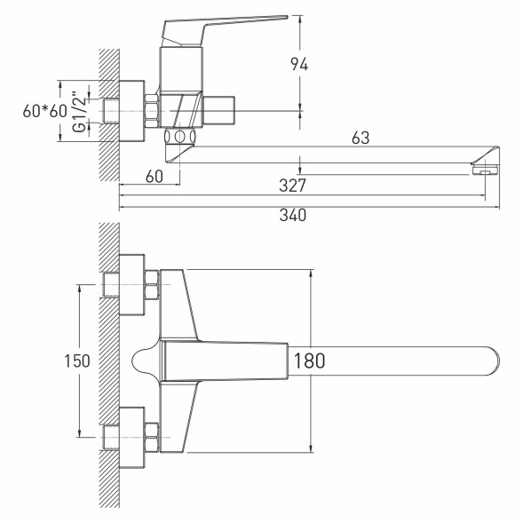 Смеситель для ванны и раковины 35k MIXLINE ML20-02 &amp;quot;Quadro&amp;quot; - ML20-02 