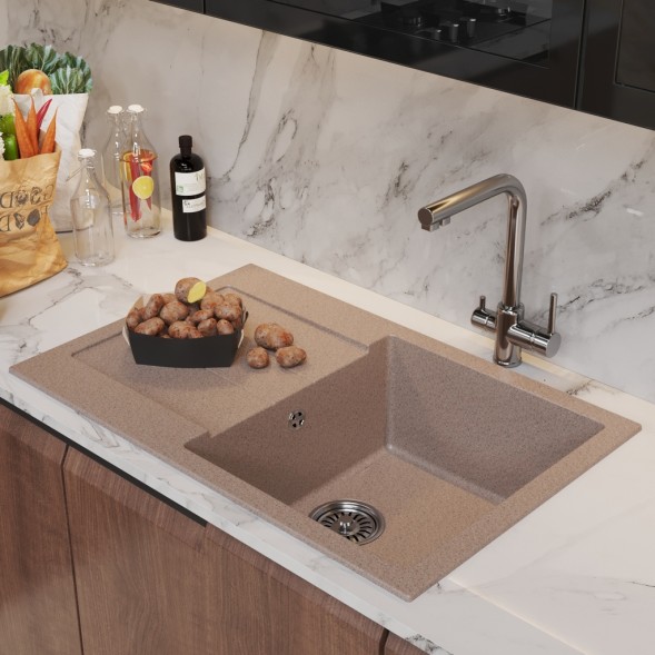 Мойка ML-GM31 КОМФОРТ с крылом, песочная (302), 770*500*190мм - 00-00009494 