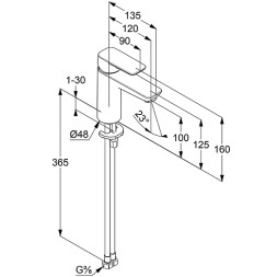 Смеситель для раковины KLUDI PURE&STYLE 100 однорычажный, черный матовый (402923975)