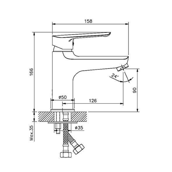 Смеситель для раковины 35к HB10198 HAIBA б/отв п/шпильку - HB10198 