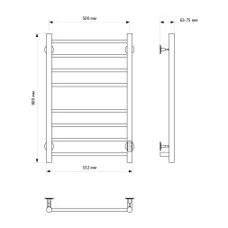 Полотенцесушитель MIXLINE VEGA 80х50 (таймер, 318 Вт, 8 перекладин) электрический БЕЛЫЙ - ML-556423