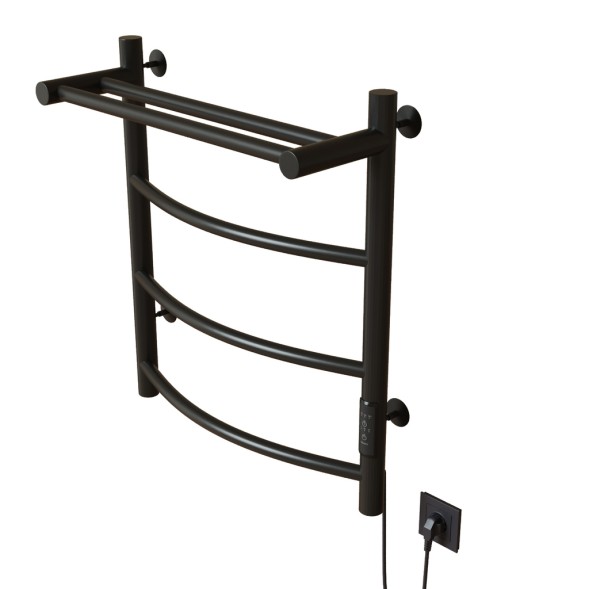 Полотенцесушитель MIXLINE CAPELLA  60х50 (таймер, 251Вт, 3 перекладины + ПОЛКА) электрический ЧЕРНЫЙ - ML-557156 