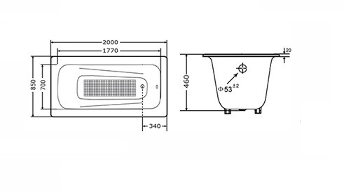 Ванна чугунная Goldman Maxima 200х85х46, с ножками и ручками