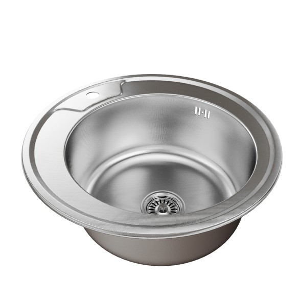 Мойка круг d 49 (0,8) вып 3 1/2 MIXLINE (глуб чаши 18см) с сифоном ДЕКОР - 532306 
