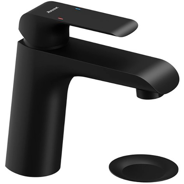 Смеситель для раковины Ravak Flat FL 013.20 с донным клапаном, керамический картидж, черный матовый (X070172)