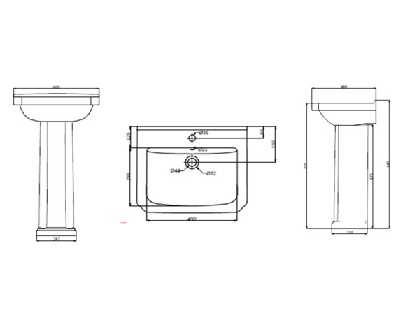 Раковина Creo Ceramique TOULON 600х480х845, белая (TL3000+TL3010)
