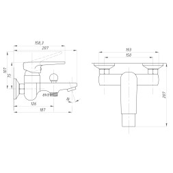 Смеситель для ванны 35к ПРОФСАН ПСМ-400-1 &amp;quot;400&amp;quot; эксцентрики &amp;quot;ЕВРО&amp;quot;  ХРОМ - PSM-400-1 