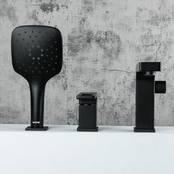 Смеситель для акриловой ванны 35к G1117-6 GAPPO (3 отв.) ЧЕРНЫЙ - G1117-6 
