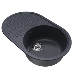 Мойка ML-GM16 КОМФОРТ овальная с крылом, антрацит (343), 730*460*180мм - 00-00009370 