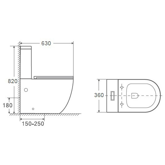 Унитаз напольный Azario Blanco безободковый, в комплекте с бачком и сиденьем микролифт, дюропласт 820*630*360 (AZ-T003B-R)