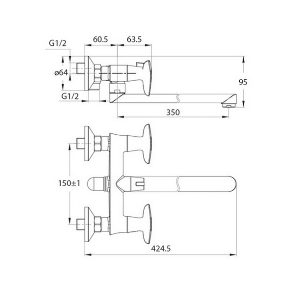 Смеситель для ванны умывальника 1/2 кер  IDDIS COPSBL2i10WA &amp;quot;Copter&amp;quot; без душ. аксессуаров ХРОМ - COPSBL2i10WA 