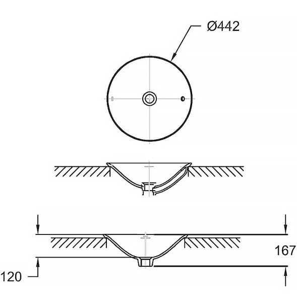 Раковина-чаша Jacob Delafon Carillon 45 встраиваемая сверху, белый (E96118-0)