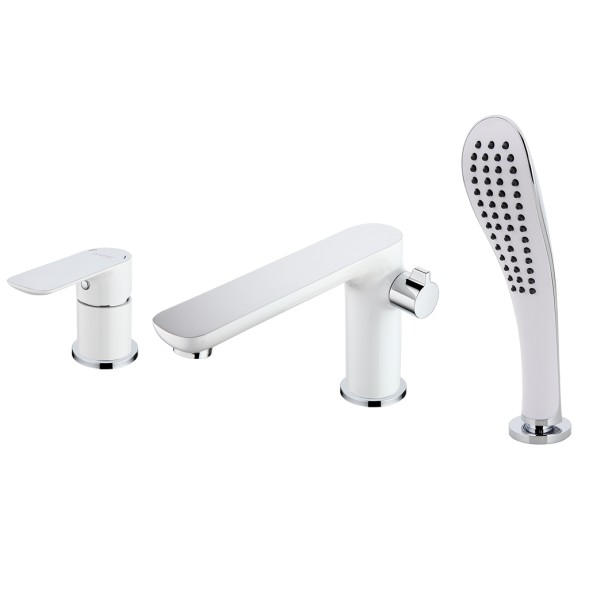 Смеситель для акриловой ванны 35к G1148 GAPPO (3 отв.) БЕЛЫЙ-ХРОМ - G1148 