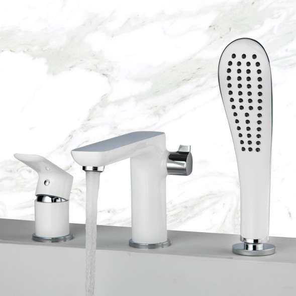 Смеситель для акриловой ванны 35к G1148 GAPPO (3 отв.) БЕЛЫЙ-ХРОМ - G1148 