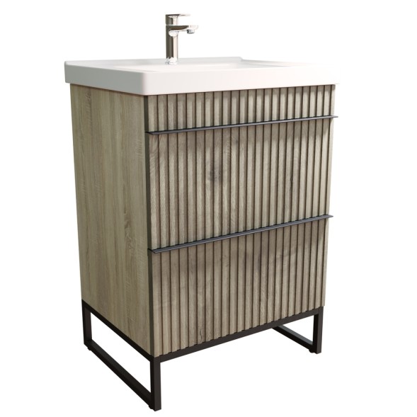 Тумба д/ванной &amp;quot;Окленд -60&amp;quot; Дуб Мелфорд под раковину Грэйс- 60 (DREJA) ЛОФТ (ПВХ) - 551717 