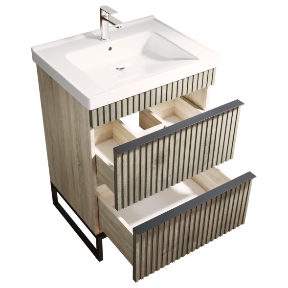 Тумба д/ванной &amp;quot;Окленд -60&amp;quot; Дуб Мелфорд под раковину Грэйс- 60 (DREJA) ЛОФТ (ПВХ) - 551717 