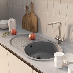 Мойка ML-GM16 КОМФОРТ овальная с крылом, графит (342), 730*460*180мм - 00-00009369 