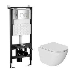 Комплект WAVE "Система инсталляции МЕХАНИКА+унитаз "MERIDIAN TornadoFlush"+квадратная кнопка A3 хром - 553421