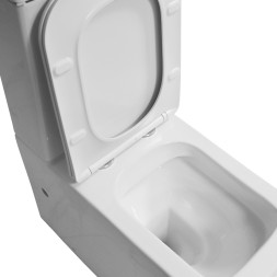Унитаз напольный Azario Indor безободковый, в комплекте с бачком и сиденьем микролифт, дюропласт 820*630*360 (AZ-T004B-R)