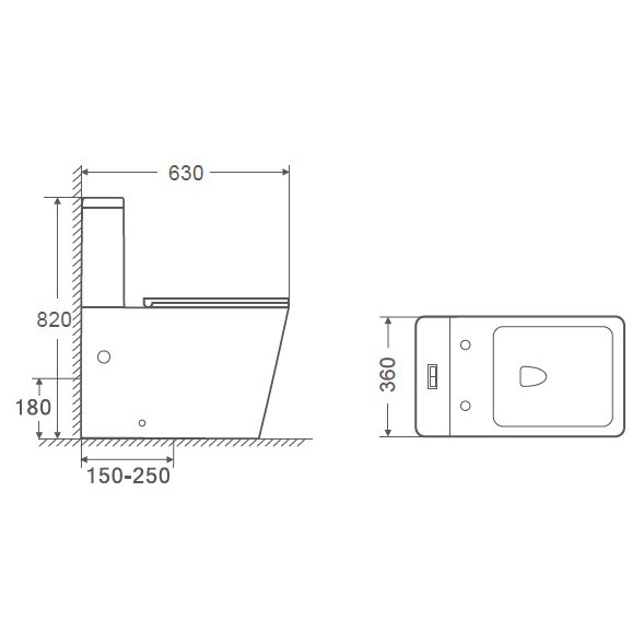 Унитаз напольный Azario Indor безободковый, в комплекте с бачком и сиденьем микролифт, дюропласт 820*630*360 (AZ-T004B-R)