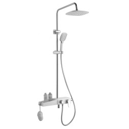 Душевая система AZARIO с поворотным изливом, керамический картридж, хром/белый (AZ-801)