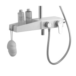 Душевая система AZARIO с поворотным изливом, керамический картридж, хром/белый (AZ-801)