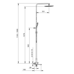 Душевая система 35к G2417-8 GAPPO лейка "Тропический душ" БЕЛЫЙ-ХРОМ - G2417-8