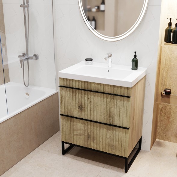 Тумба д/ванной &amp;quot;Окленд -70&amp;quot; Дуб Мелфорд под раковину Грэйс- 70 (DREJA) ЛОФТ (ПВХ) - 551730 