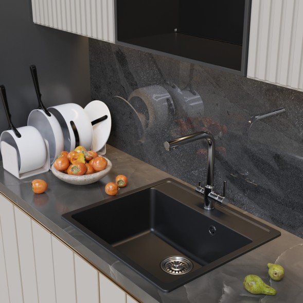 Мойка ML-GM15 КОМФОРТ ультра-черная (344), 560*500*180мм - 00-00009359 