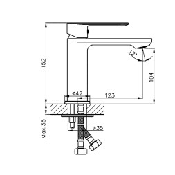 Смеситель для раковины 35к HB10590 HAIBA б/отв п/шпильку - HB10590 