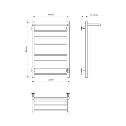 Полотенцесушитель MIXLINE VEGA 80х50 (таймер, 382Вт, 7 перекладин + ПОЛКА) электрический ЧЕРНЫЙ - ML-556426