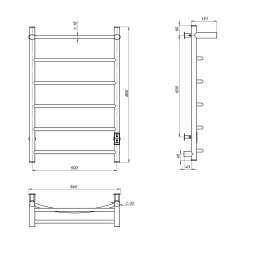 Полотенцесушитель MIXLINE CAPELLA  80х50 (таймер, 336Вт, 5 перекладин + ПОЛКА) электрический БЕЛЫЙ - ML-556352 