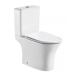 Унитаз напольный Azario FRETTA ROUND безободковый в комплекте с бачком и прямым сиденьем микролифт 650x340x790 мм (2 места) (AZ-7121A)