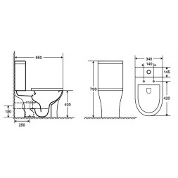 Унитаз напольный Azario FRETTA ROUND безободковый в комплекте с бачком и прямым сиденьем микролифт 650x340x790 мм (2 места) (AZ-7121A)
