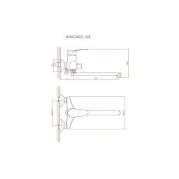 Смеситель для ванны и раковины 40к CN2201 CRON L-нос, переключатель в корпусе, ХРОМ - CN2201
