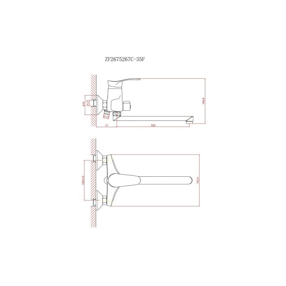 Смеситель для ванны и раковины 40к CN2201 CRON L-нос, переключатель в корпусе, ХРОМ - CN2201 