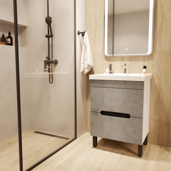 Тумба д/ванной &amp;quot;Честер -60&amp;quot; Бетон под раковину Грэйс- 60 (DREJA) (ПВХ) - 551731 