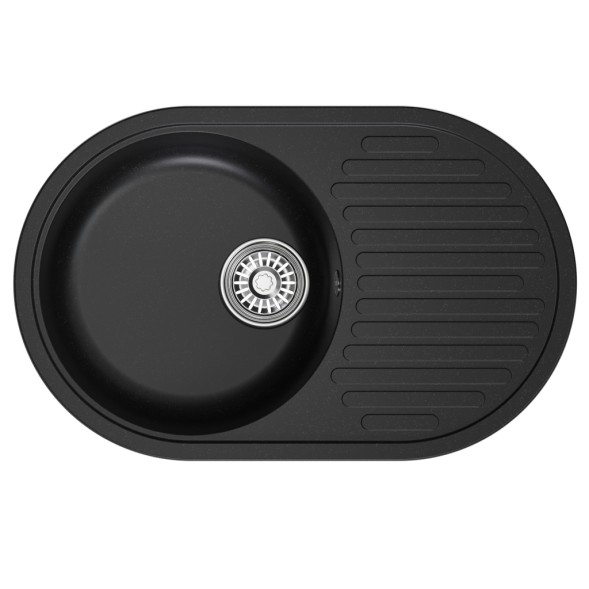 Мойка ML-GM16 КОМФОРТ овальная с крылом, ультра-черная (344), 730*460*180мм - 00-00009371 