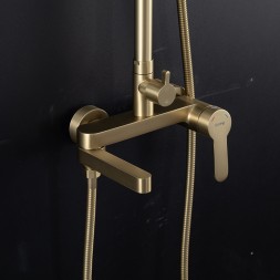 Душевая система 35к G2499-33 GAPPO нерж. сталь, лейка "Тропический душ", ЗОЛОТО сатин - G2499-33