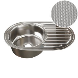 Мойка овал 77х50 (0,8) лев вып 3 1/2 MIXLINE 18см с сифоном ДЕКОР - 532304