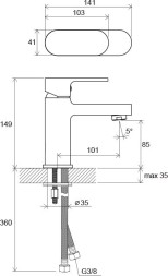 Смеситель для раковины Ravak Chrome CR 012.00, без донного клапана, хром (X070041)
