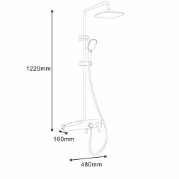 Душевая система AZARIO с поворотным изливом, керамический картридж, черный/золото (AZ-801-2)