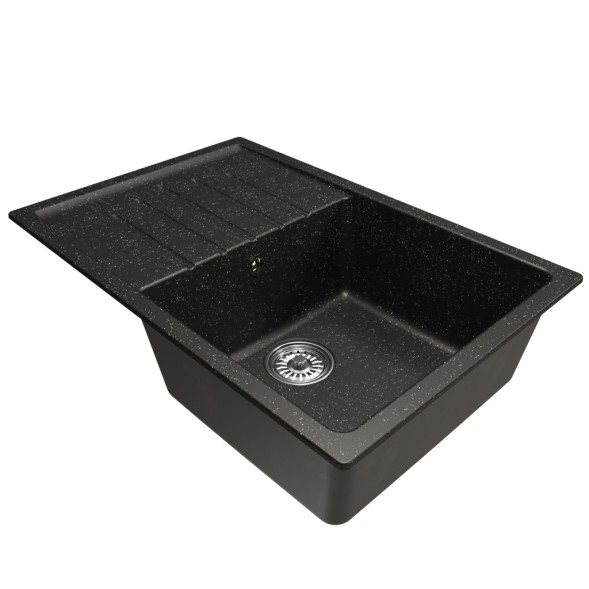 Мойка ML-GM19 КОМФОРТ с крылом, черная (308),  750*500*200мм - 00-00009399 