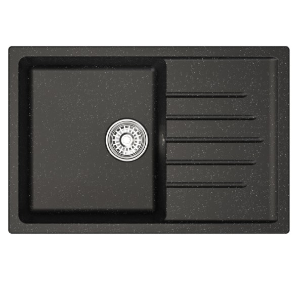 Мойка ML-GM19 КОМФОРТ с крылом, черная (308),  750*500*200мм - 00-00009399 