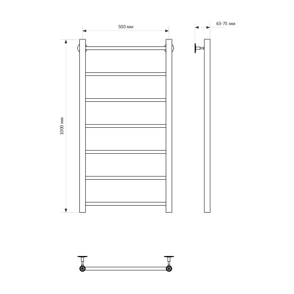 Полотенцесушитель MIXLINE VEGA 100х50 (1/2&amp;#039;&amp;#039; ВР, 7 перекладин) водяной - ML-556282 