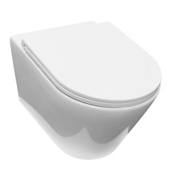 Унитаз подвесной Azario NOVE (Tornado) безободковый, P-образной формы, Горизонтальный слив, сиденье дюропласт микролифт 530x365x360 (AZ-9312T)