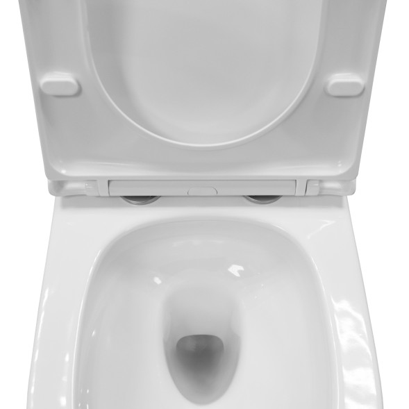 Унитаз подвесной Azario NOVE (Tornado) безободковый, P-образной формы, Горизонтальный слив, сиденье дюропласт микролифт 530x365x360 (AZ-9312T)